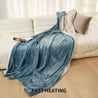 JET'S HOME Heated Blanket King 100"x90" - ETL&FCC Certified Flannel Electric Blanket Throw Machine Washable Heating Blanket with 4 Heating Levels 10 Hours Auto-Off Overheating Protection (Blue) King