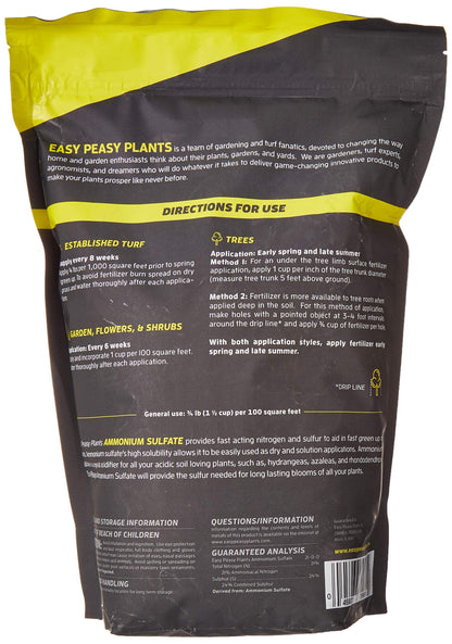 Ammonium Sulfate 21-0-0-24 fertilizer AMS Easy Peasy Plants Sulfur and Nitrogen