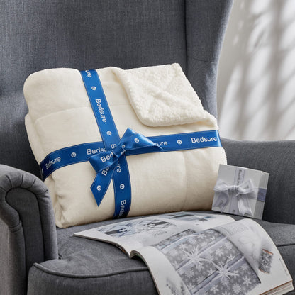 Bedsure Sherpa Fleece Throw Blanket for Couch - Thick and Warm Blanket for Winter, Soft Fuzzy Plush Throw Blanket for All Seasons
