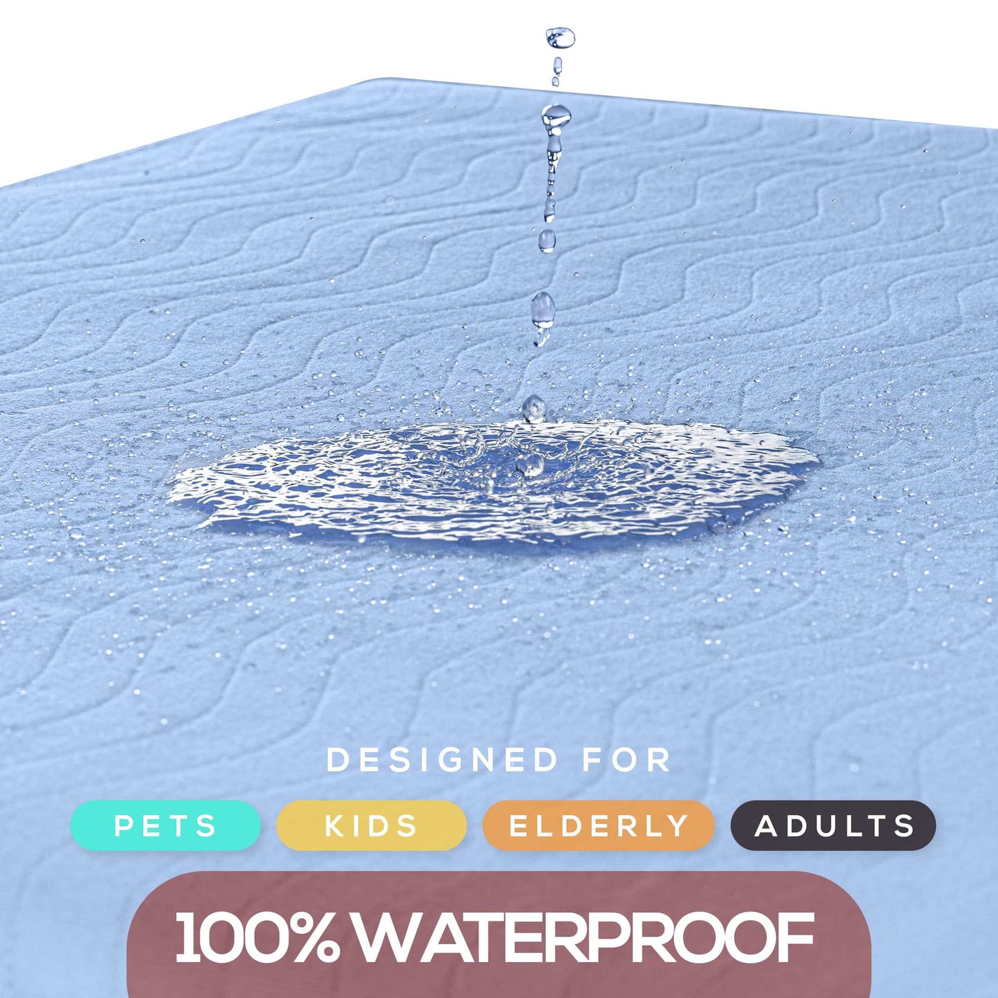 Utopia Bedding Waterproof Incontinence Bed Pads 34 x 36 Inches (Pack of 4, Blue), Washable and Reusable Underpads for Adults, Elderly and Pets, Absorbent Protective Pads