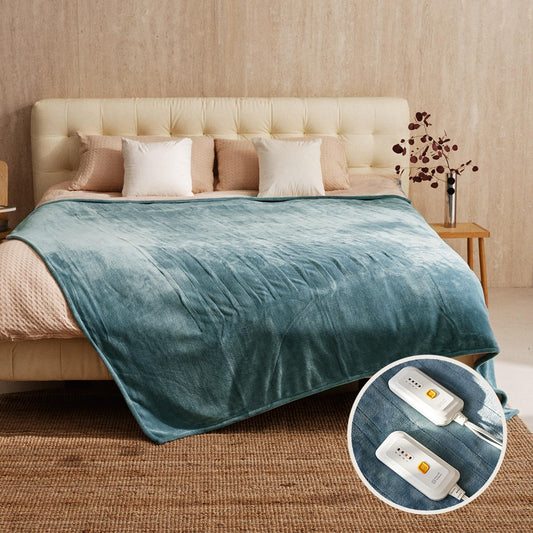 JET'S HOME Heated Blanket King 100"x90" - ETL&FCC Certified Flannel Electric Blanket Throw Machine Washable Heating Blanket with 4 Heating Levels 10 Hours Auto-Off Overheating Protection (Blue) King