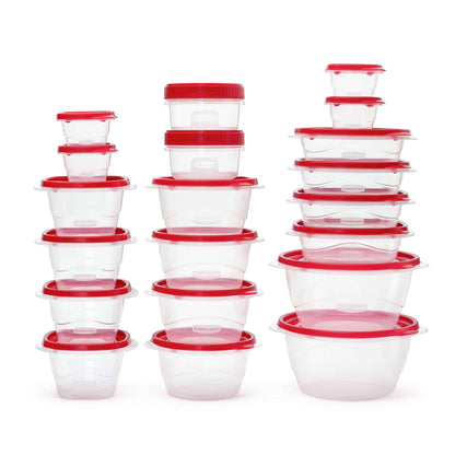 Rubbermaid Takealongs 40 Piece Food Storage Set, Red, Total of 12.6 Qts