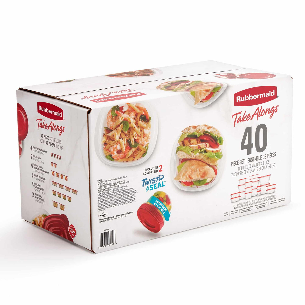 Rubbermaid Takealongs 40 Piece Food Storage Set, Red, Total of 12.6 Qts