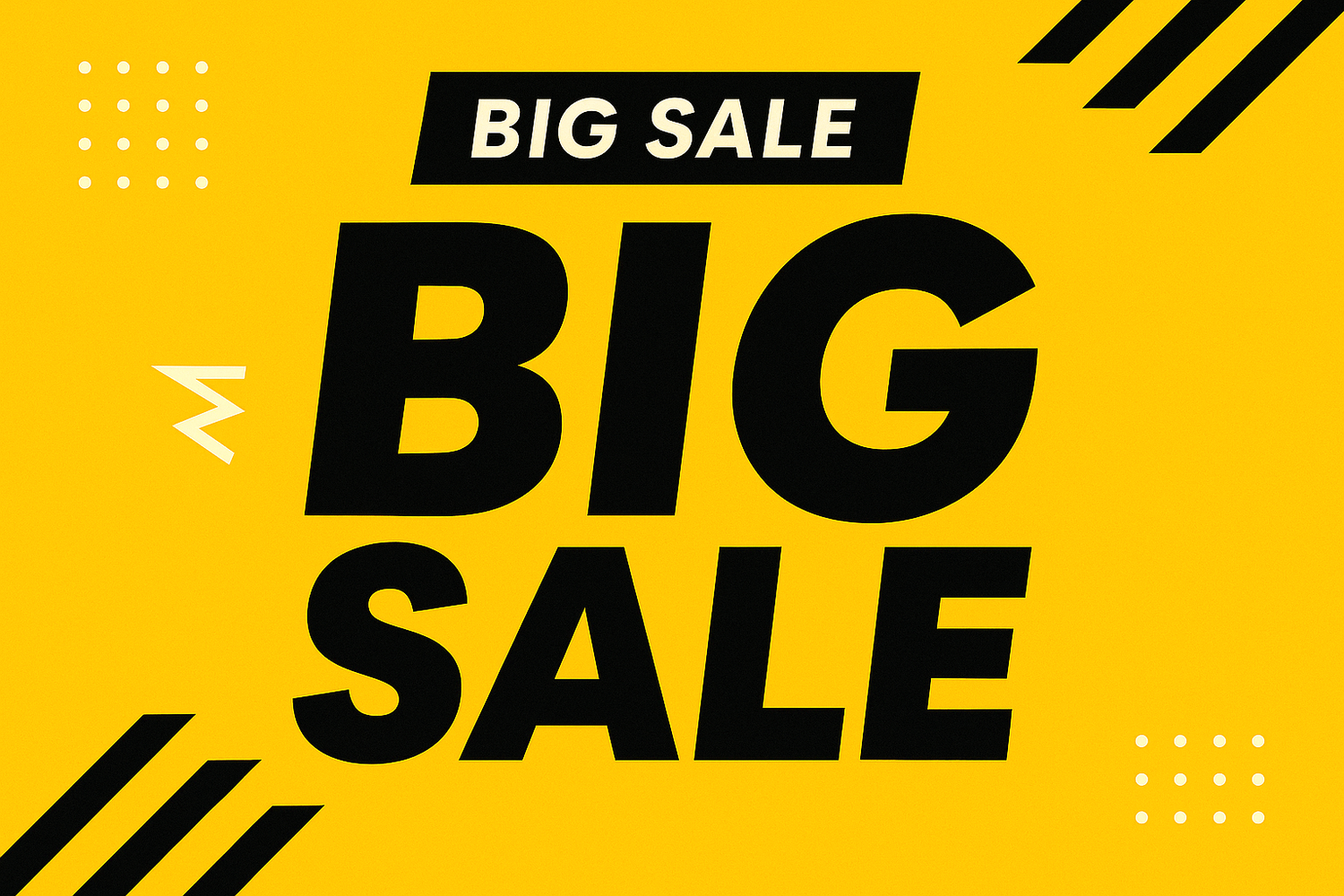banner sating BIG SALE in Yeelow black white theme