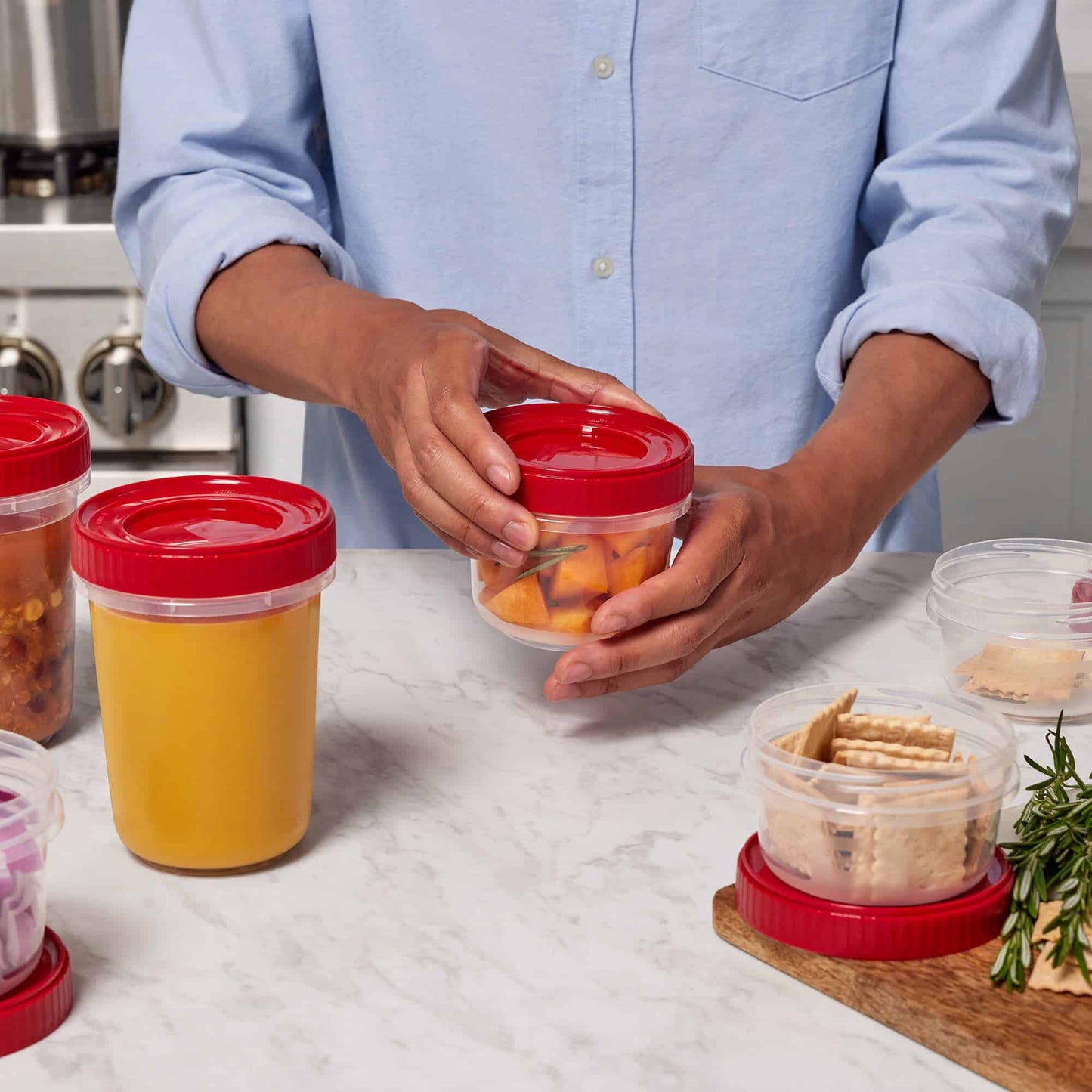 Rubbermaid Takealongs 40 Piece Food Storage Set, Red, Total of 12.6 Qts