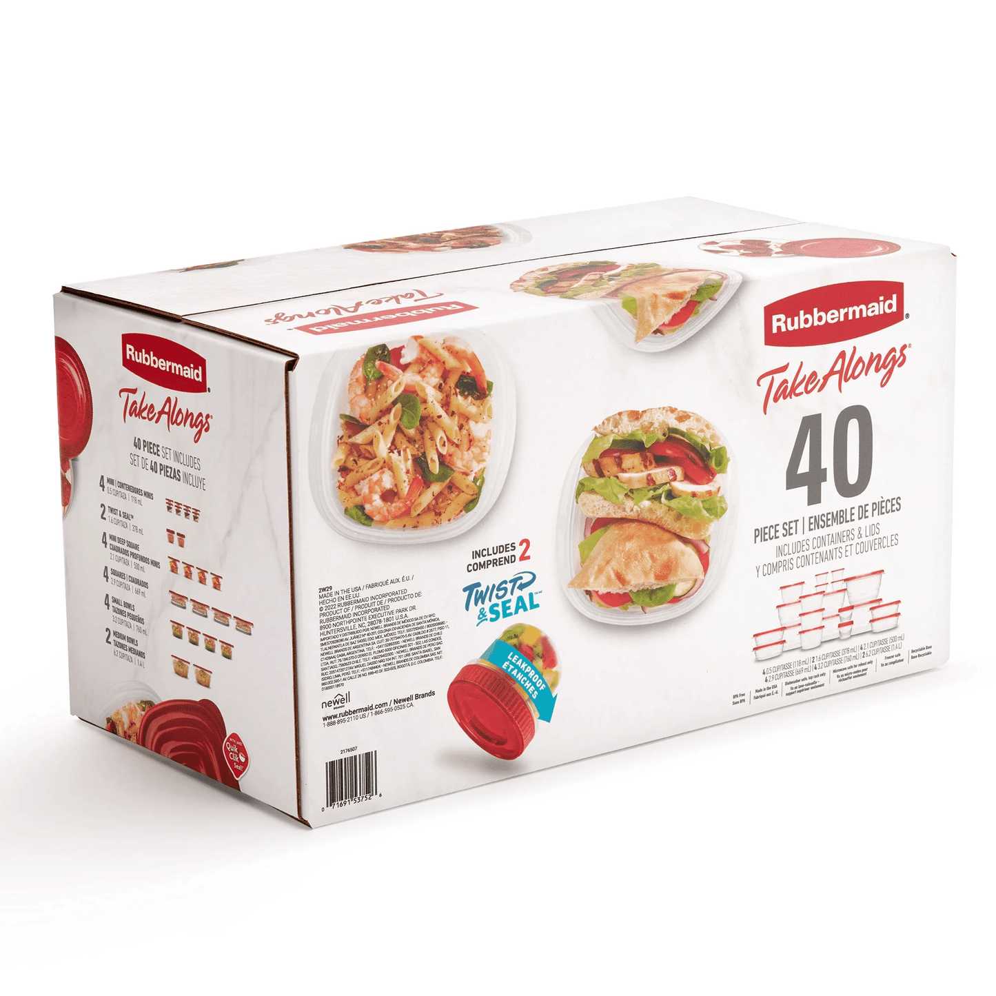 Rubbermaid Takealongs 40 Piece Food Storage Set, Red, Total of 12.6 Qts