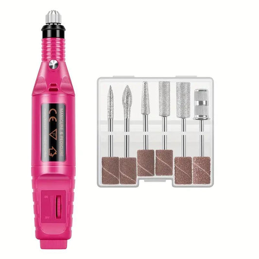 Portable Electric Nail Drill Machine, Manicure Tool Kit with USB, Pink