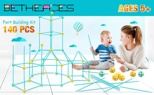 Fort Building Kits for Kids, 140 Pcs Creative STEM Construction Toys for Indoor & Outdoors Activity