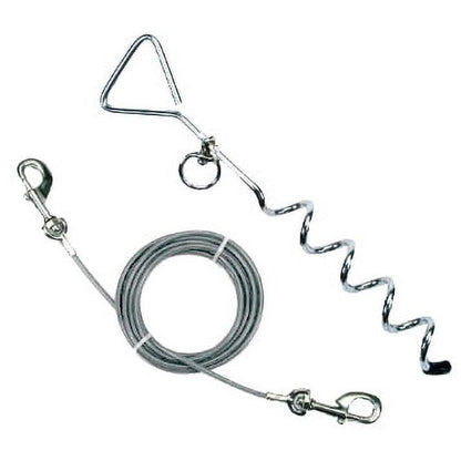 Coleman Stake and Cable Tie Out for Small to Large Dog Pets Heavy Duty 25 Feet Steel Cable with Poly Vinyl Coating 18Inch Corkscrew Stake Up to 100lbs Silver