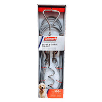 Coleman Stake and Cable Tie Out for Small to Large Dog Pets Heavy Duty 25 Feet Steel Cable with Poly Vinyl Coating 18Inch Corkscrew Stake Up to 100lbs Silver