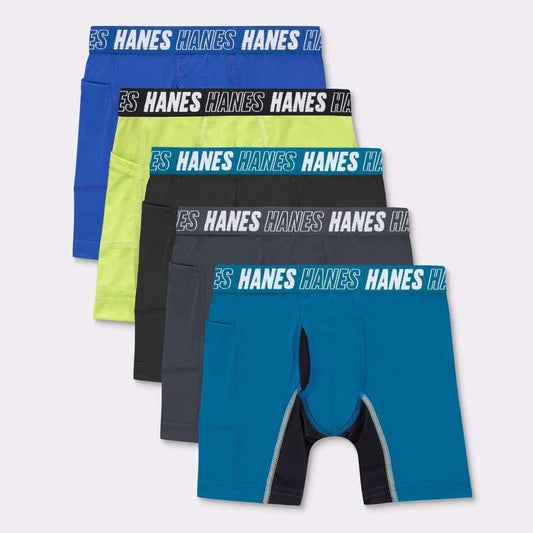 Hanes Moves Boys' 5pk Anti-Chafe Boxer Briefs - Blue S