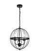 3-Light Distressed Black Farmhouse Chandelier for Dining Room Metal Cage Pendant Hanging Light Fixtures
