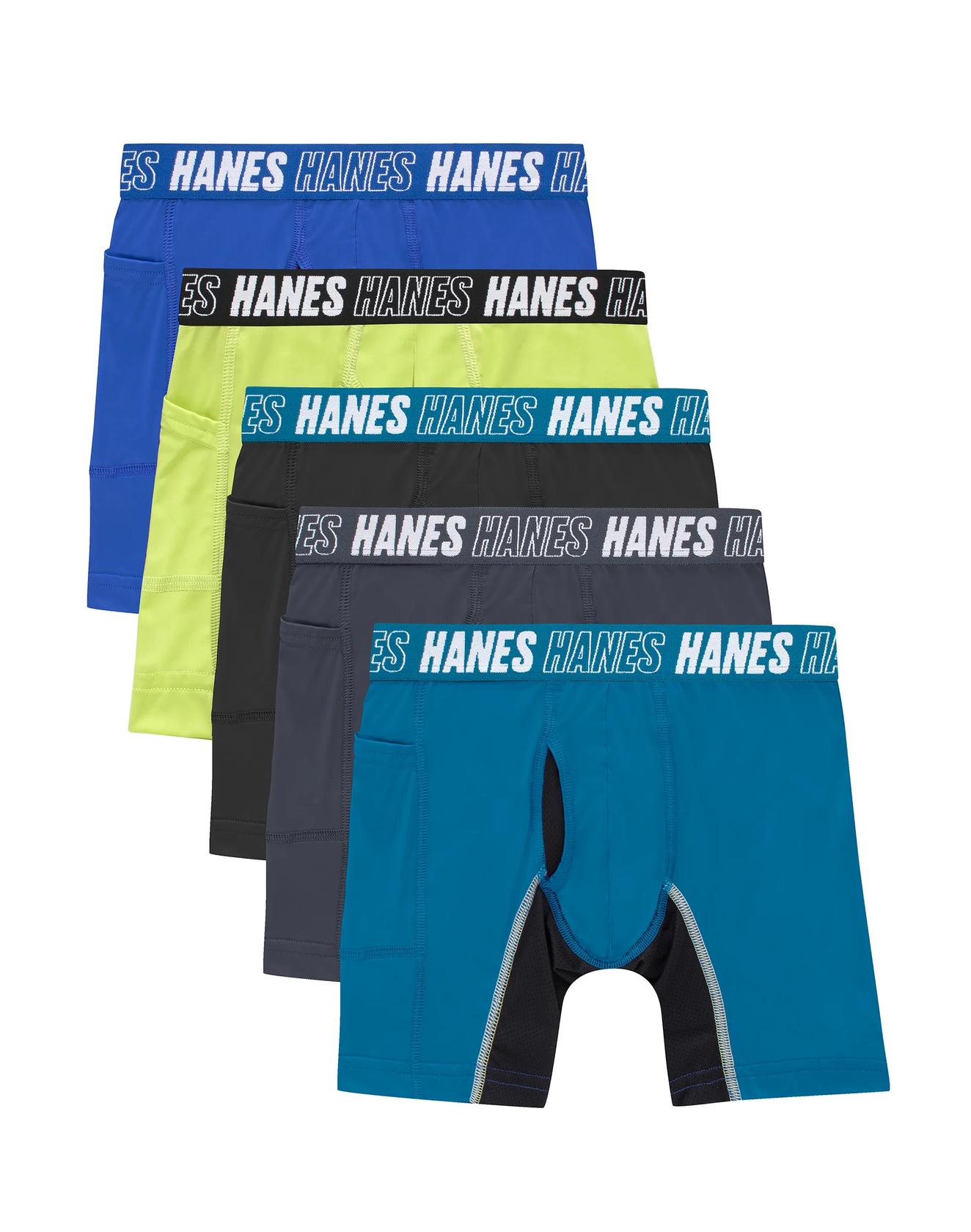 Hanes Moves Boys' 5pk Anti-Chafe Boxer Briefs - Blue S