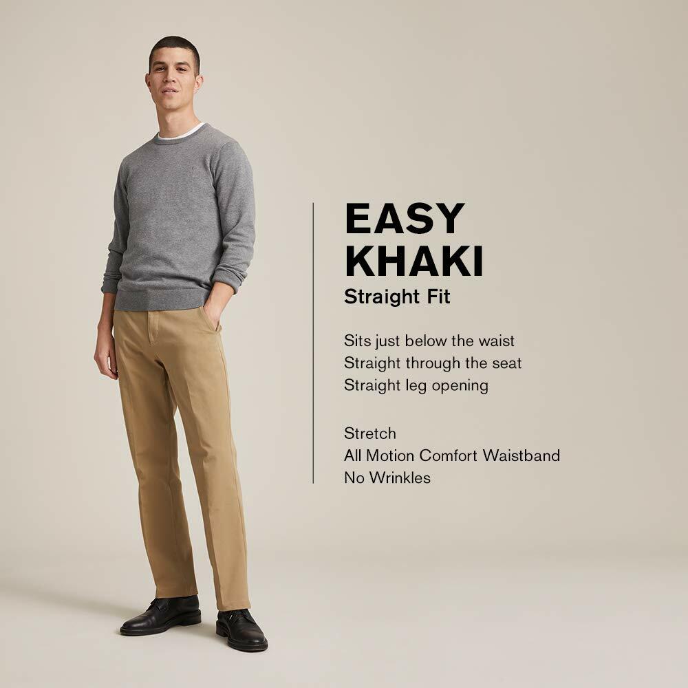 Dockers Men's Straight Fit Easy Khaki Pants D2, Dark Pebble (Stretch), 31 30