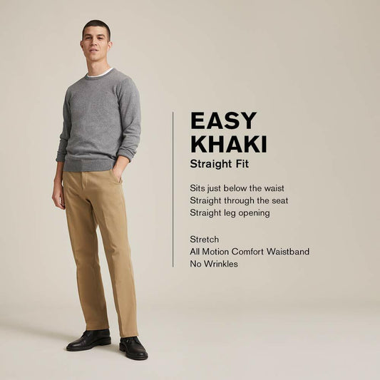 Dockers Men's Straight Fit Easy Khaki Pants D2, Dark Pebble (Stretch), 31 30